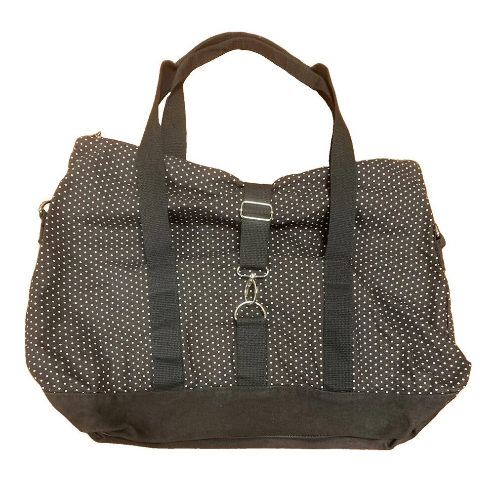 31 Dancing Dots Fold Over Weekender Tote Bag Brown Travel Boho NO LONG STRAP
